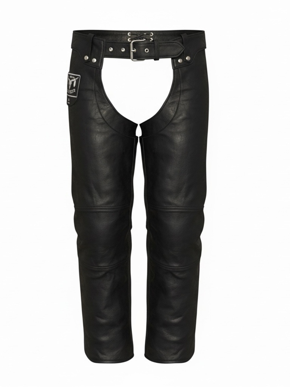 Men's Black Leather Motorcycle Chaps - Classic Riding Protection